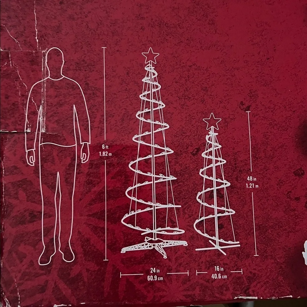 LED Spiral Christmas Trees with Star Toppers
